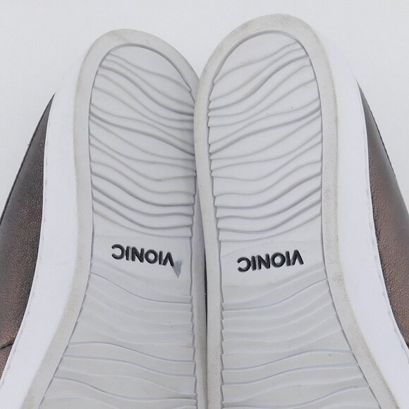 VIONIC Metallic Shimmer Leather Flat Mule Slip-on Sneakers 10 - Picture 6 of 7